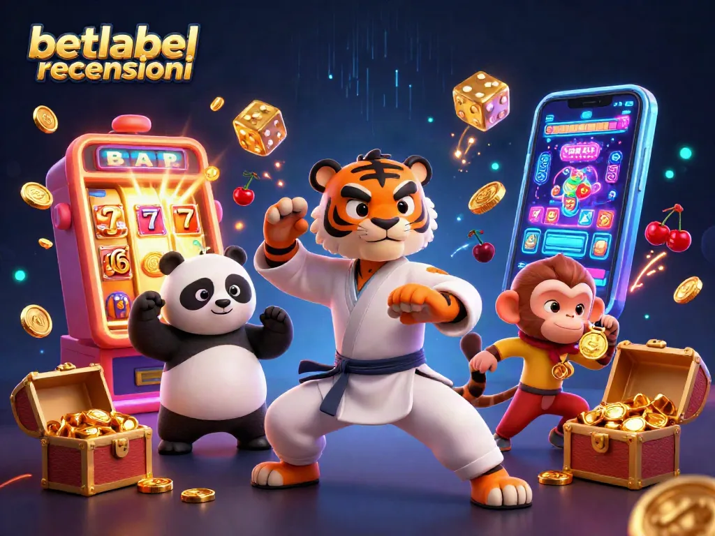 Experience betlabel recensioni with a dynamic 3D casino scene featuring cartoon characters and vibrant gaming elements.